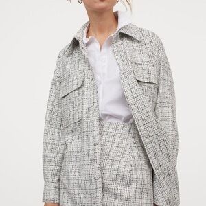 H&M Women's Black and White Textured Blazer